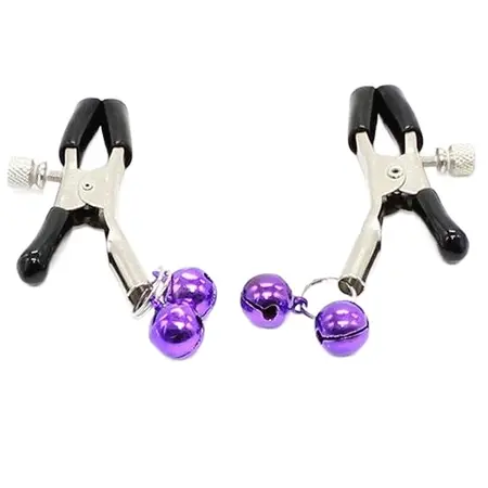 Ohmama Metal Nipple Clamps with Lilac Bells - Adjustable System, Nickel-Free