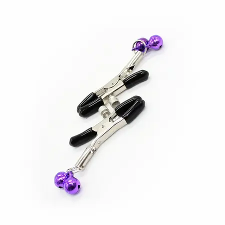Ohmama Metal Nipple Clamps with Lilac Bells - Adjustable System, Nickel-Free