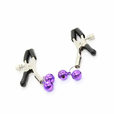 Ohmama Metal Nipple Clamps with Lilac Bells - Adjustable System, Nickel-Free