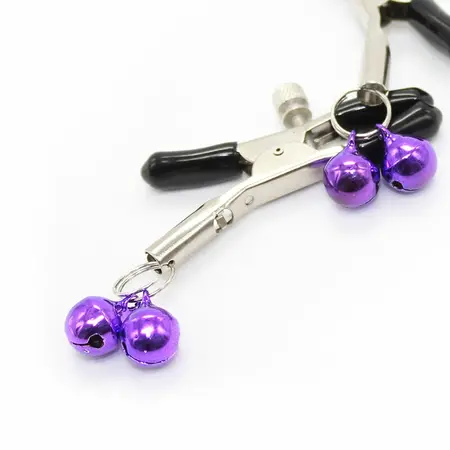 Ohmama Metal Nipple Clamps with Lilac Bells - Adjustable System, Nickel-Free