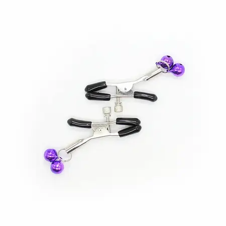 Ohmama Metal Nipple Clamps with Lilac Bells - Adjustable System, Nickel-Free