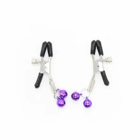 Ohmama Metal Nipple Clamps with Lilac Bells - Adjustable System, Nickel-Free