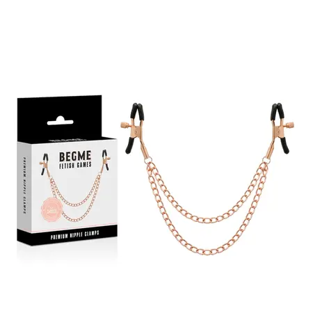 BEGME Black Edition Premium podesive stezaljke za bradavice sa lancem, bez nikla