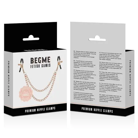 BEGME Black Edition Premium podesive stezaljke za bradavice sa lancem, bez nikla