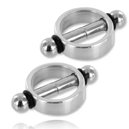 Metal Hard Magnetic System Nipple Rings Stainless Steel Pair 3.1cm