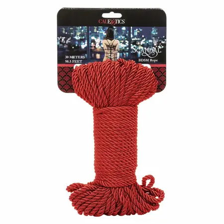 CalExotics Scandal crveno bondage uže 30m – svilenkasta pamučna mešavina, izdržljivo