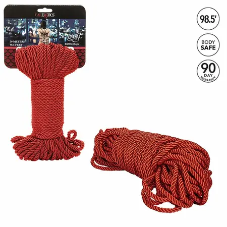 CalExotics Scandal crveno bondage uže 30m – svilenkasta pamučna mešavina, izdržljivo