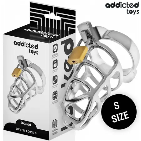 Addicted Toys Silver Lock Metal Chastity System S - Secure Cage Design