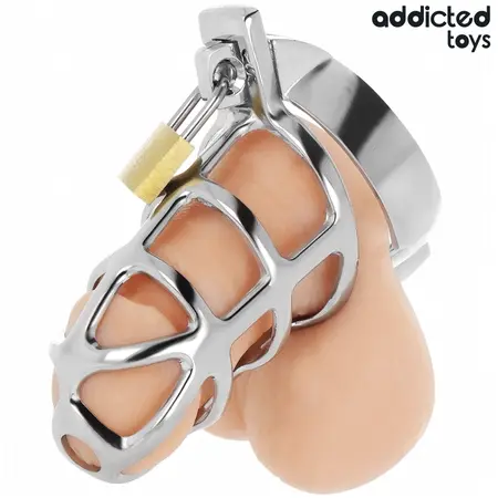 Addicted Toys Silver Lock Metal Chastity System S - Secure Cage Design