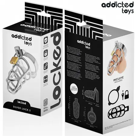 Addicted Toys Silver Lock Metal Chastity System S - Secure Cage Design