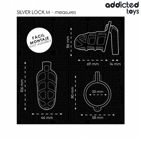 Addicted Toys Silver Lock Metalni Sistem Čednosti Veličina M – Siguran Dizajn