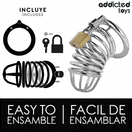 Addicted Toys Locked Iron Cell Metal Chastity System Size M