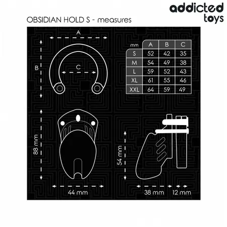 Addicted Toys Obsidian Hold Siguran Sistem Čednosti Veličina S Crni