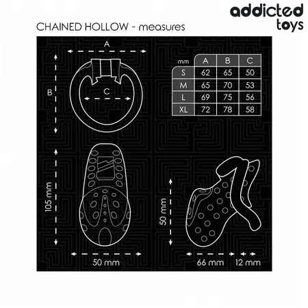 Addicted Toys Locked System Kavez Čednosti 10,5 cm, Podesivi Prstenovi