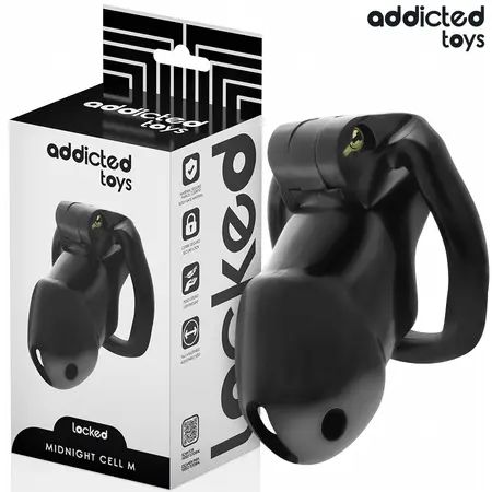 Addicted Toys Locked Chastity Device Midnight Cell Veličina M 4,2 cm Crni