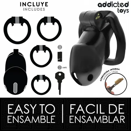 Addicted Toys Locked Chastity Device Midnight Cell Veličina M 4,2 cm Crni