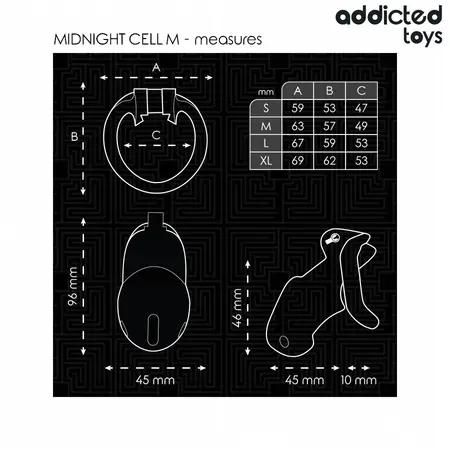 Addicted Toys Locked Chastity Device Midnight Cell Veličina M 4,2 cm Crni