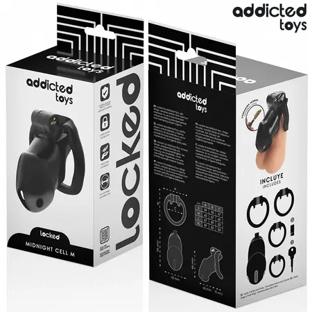 Addicted Toys Locked Chastity Device Midnight Cell Veličina M 4,2 cm Crni