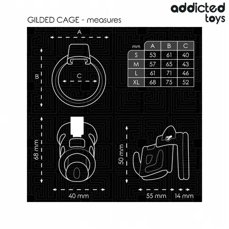 Addicted Toys Locked Gilden Cage Silikonski Intimni Sistem 8,5 cm, M Veličina
