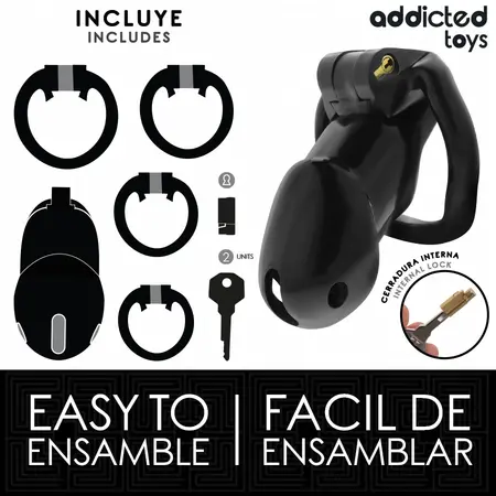 Addicted Toys Locked Midnight Cell Anatomski Kavez Veličina L Crni 107 mm