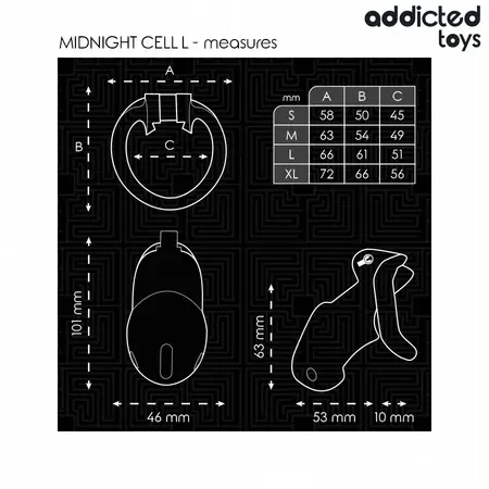 Addicted Toys Locked Midnight Cell Anatomski Kavez Veličina L Crni 107 mm