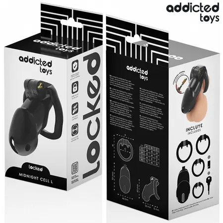 Addicted Toys Locked Midnight Cell Anatomski Kavez Veličina L Crni 107 mm