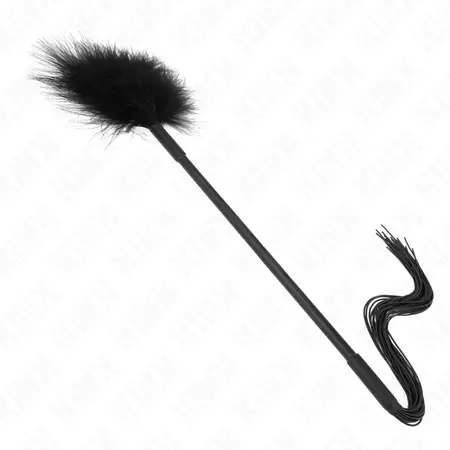 KINK Silikonski Perjani Bič za Draženje 47 cm – Dvojni Osećaj Crno-Crveni