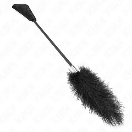 KINK Ostrich Feather Tickle Wand with Lace Handle 56 cm - Black Elegance