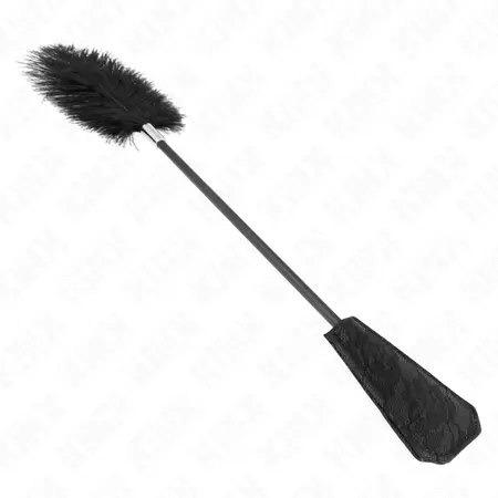 KINK Ostrich Feather Tickle Wand with Lace Handle 56 cm - Black Elegance