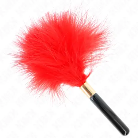 KINK Red Gold Feather Sensory Tickler 18cm - Elegant Metal Handle