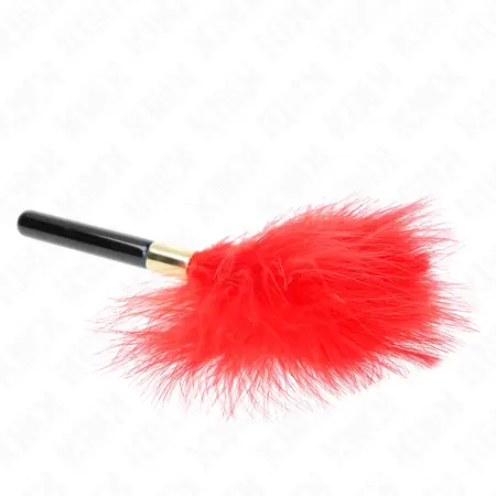 KINK Red Gold Feather Sensory Tickler 18cm - Elegant Metal Handle