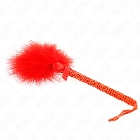 KINK Nylon Rope Wand with Tickle Feathers & Decorative Red Bow 25cm