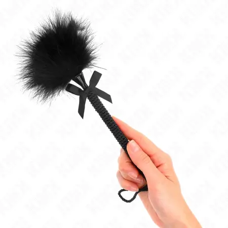 KINK Najlonski Štapić sa Perjem za Draženje i Dekorativnom Mašnom 25 cm Crni