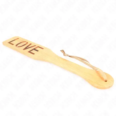 KINK Bambusova paleta LOVE 32x5.5cm - gravirani alat za udarce, prirodno drvo