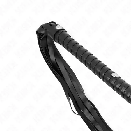 KINK Bič sa dugačkom ručkom 60 cm - crni kožni alat za udarce sa ergonomskim hvatom