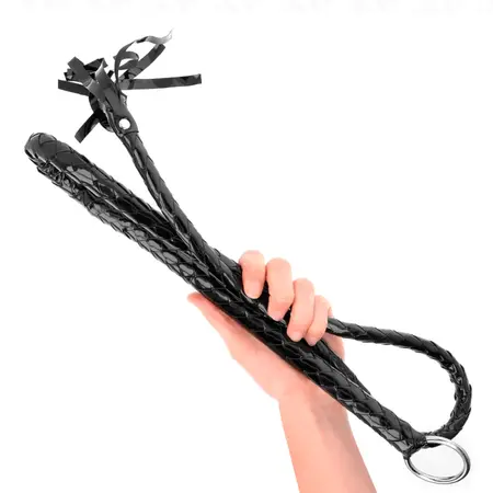 KINK Dugački sjajni PVC bič 138 cm - crni precizni alat za udarce