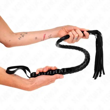 KINK Bič sa perlama u obliku zmije 80 cm - profesionalna igračka za udarce, crna