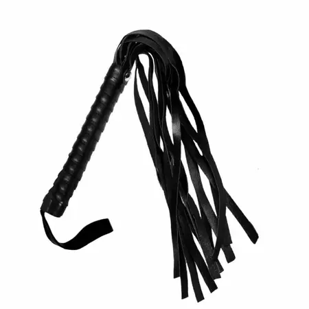 Secret Play Black Bondage serija - kompaktni bič od sintetičke kože 44cm