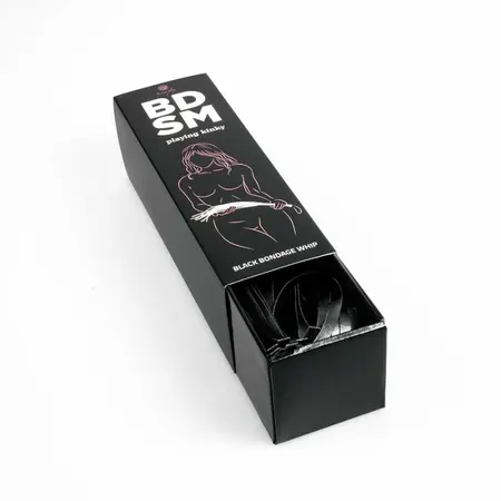 Secret Play Black Bondage serija - kompaktni bič od sintetičke kože 44cm