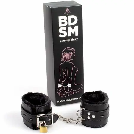 Secret Play Black Bondage Collection Adjustable Handcuffs 23cm