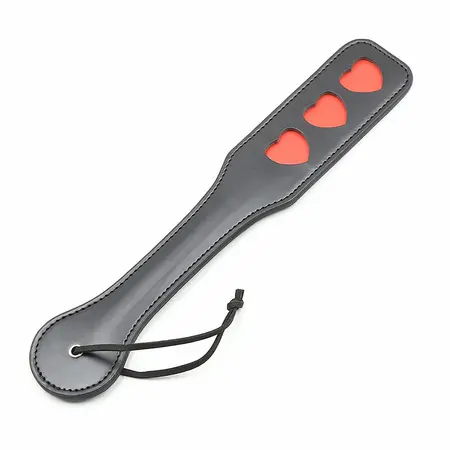 Ohmama Fetish paleta sa srcima - crni PVC dodatak za udarce 32.6 cm