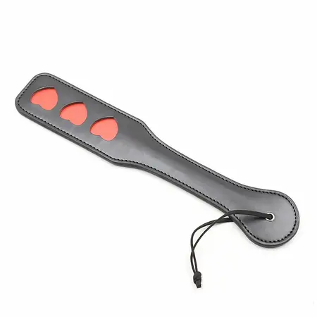 Ohmama Fetish paleta sa srcima - crni PVC dodatak za udarce 32.6 cm