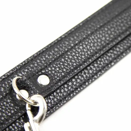 OHMAMA Snake Pattern Adjustable Collar with Leash, Imitation Leather, Black