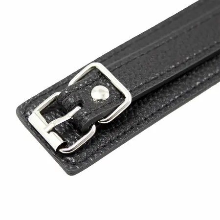 OHMAMA Snake Pattern Adjustable Collar with Leash, Imitation Leather, Black