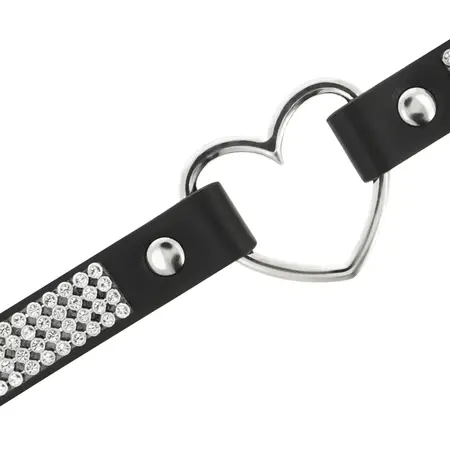Coquette Chic Desire Vegan Kožna Čoker Ogrlica sa Srcem Crna 39cm