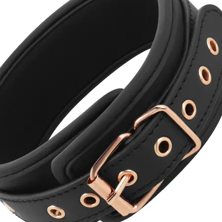 Coquette Chic Desire Vegan Kožna Ogrlica sa Metalnim Lancem, Crna