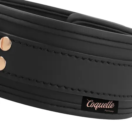 Coquette Chic Desire Vegan Kožna Ogrlica sa Metalnim Lancem, Crna