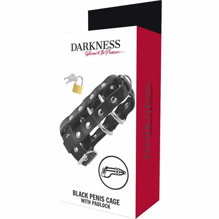 Darkness Vegan Kožni Sigurnosni Kavez Cudnosti sa Podesivim Prstenovima 12.5cm