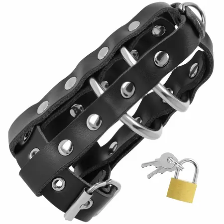 Darkness Vegan Kožni Sigurnosni Kavez Cudnosti sa Podesivim Prstenovima 12.5cm