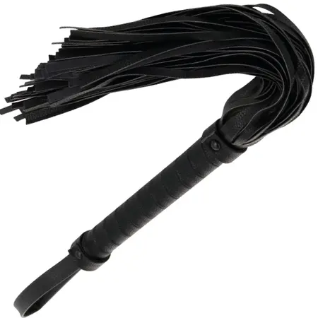 Darkness Leather Bondage Whip 42cm Black - Reinforced Handle